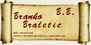 Branko Braletić vizit kartica